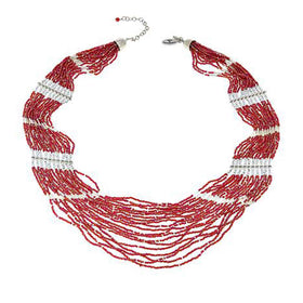 Raspberry Beaded Waterfall Necklace