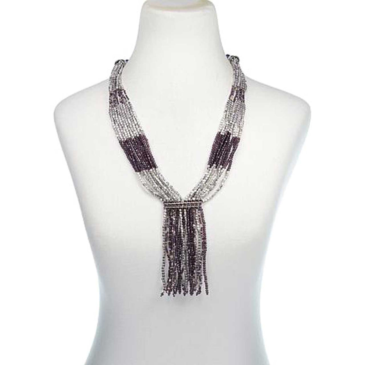 Purple Potay Beaded Tassel Necklace