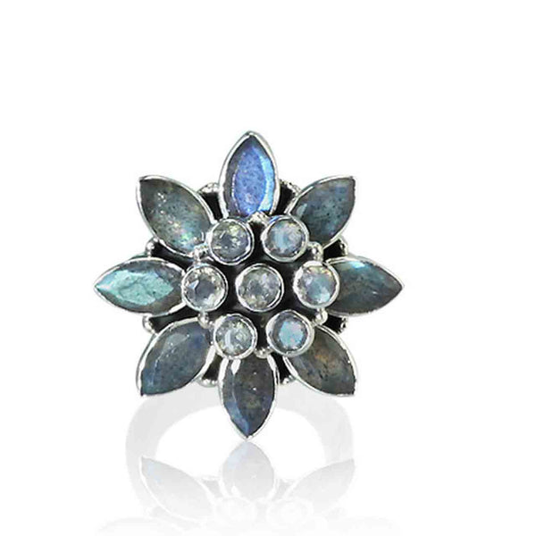 Labradorite Flower Ring