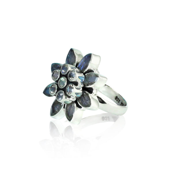 Labradorite Flower Ring